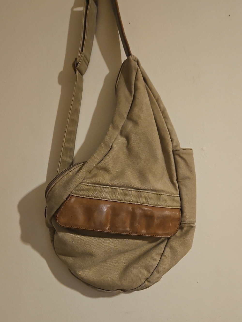 LL Bean Vintage  Ameribag Healthy Back Bag Crossbody Sling Canvas/Leather 90s